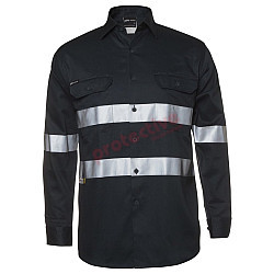 Hi Vis Dark Navy Long Sleeve Shirt With Reflective Tape