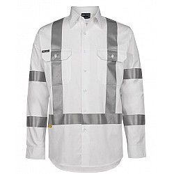Hi Vis White Night Safety Shirt X Pattern Reflective Tape