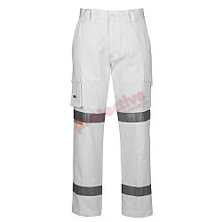 Hi Vis White Night Safety Pants With Reflective Tape