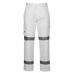 Hi Vis White Night Safety Pants With Reflective Tape