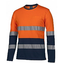 HI VIS Long Sleeve Shirt Orange With Reflective Tape