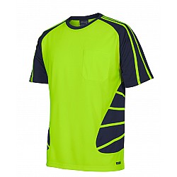 HI VIS Yellow T-Shirt With Blue Side Stripe