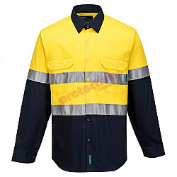 Hi Vis Two Tone Regular Weight Long Sleeve Shirt With Tape