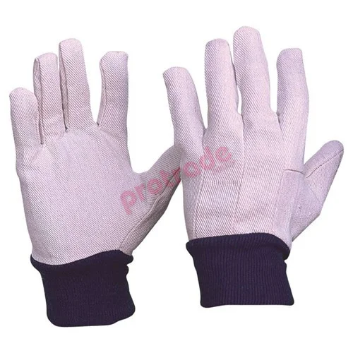 Cotton Drill Blue Wrist Men Size Gloves