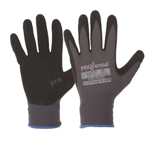 Black Panther Glove Latex Palm Nylon Liner