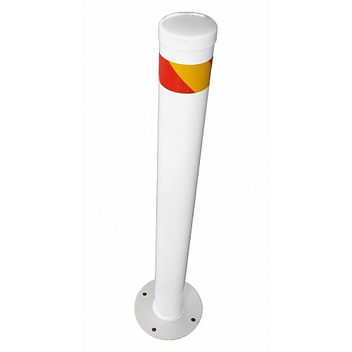 Surface Mount Steel Bollard in WHITE - Front View