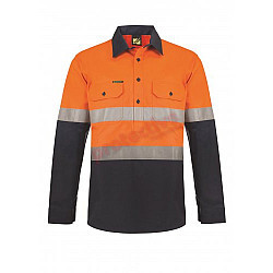 2 Tones Half Plket Shirt With Reflective Tape