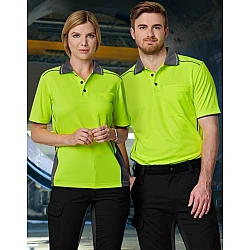 Unisex Hi Vis Bamboo Charcoal Vented Ss Polo - Sw79 Unisex Hi Vis Bamboo Charcoal Vented Ss Polo - Sw79