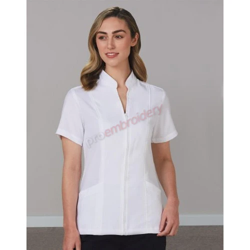 Ladies Full Zip Front Short Sleeve Tunic M8636S Ladies Full Zip Front Short Sleeve Tunic M8636S