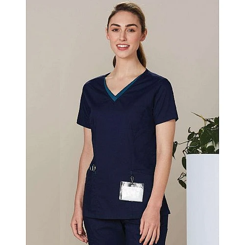 Ladies V-Neck Contrast Trim Scrub Top M7660 Ladies V-Neck Contrast Trim Scrub Top M7660