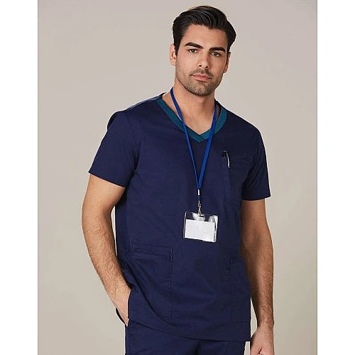 Mens V-Neck Contrast Trim Scrub Top M7650 Mens V-Neck Contrast Trim Scrub Top M7650