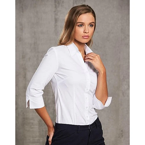 Ladies Cotton/Polyester Stretch 3/4 Sleeve Shirt M8020q Ladies Cotton/Polyester Stretch 3/4 Sleeve Shirt M8020q