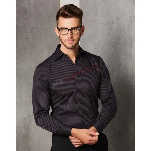 Men's Dobby Stripe Long Sleeve Shirt M7132