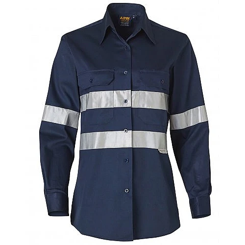 Women's Cotton Drill Work Shirt With 3M Tapes Wt08hv Women's Cotton Drill Work Shirt With 3M Tapes Wt08hv