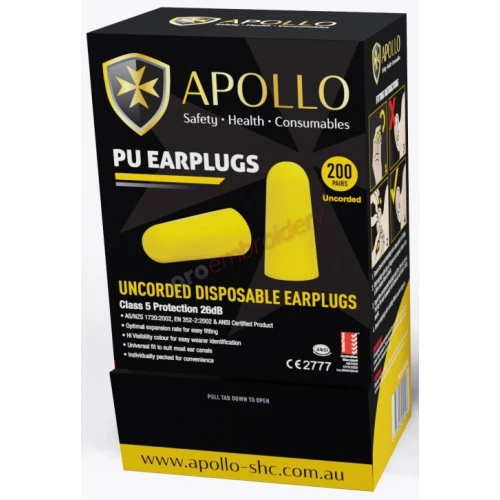 Apollo Earplugs Yellow Uncorded Box of 200 Apollo Earplugs Yellow Uncorded Box of 200