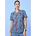 Womens V-Neck Printed Scrub Top