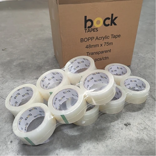 BOCK Packing Tapes Acrylic Glue Clear 48mm x 75M BOCK Packing Tapes Acrylic Glue Clear 48mm x 75M