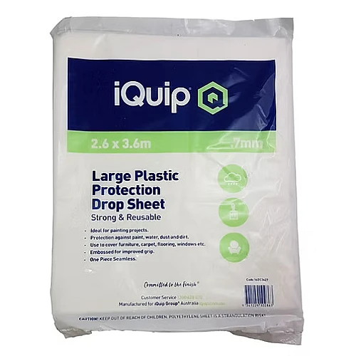 iQuip Plastic Drop Sheet 2.6m X 3.6m iQuip Plastic Drop Sheet 2.6m X 3.6m