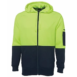 JB's wear Hi vis full zip fleecy hoodie - 6HVH