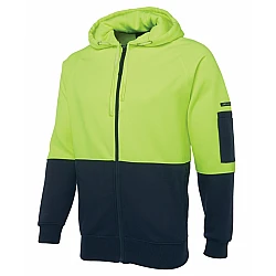 JB's wear Hi vis full zip fleecy hoodie - 6HVH