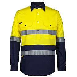 Hi Vis Close Front Long Sleeve Work Shirt With Reflective Tape Hi Vis Close Front Long Sleeve Work Shirt With Reflective Tape