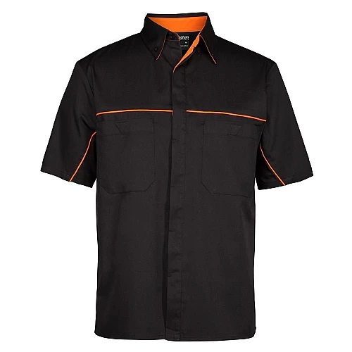 Short Sleeve Button Shirt With Piping Short Sleeve Button Shirt With Piping