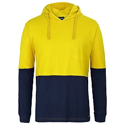 Hi Vis Long Sleeve Hooded Cotton T-Shirt