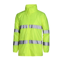 Hi Vis Wet Weather Jacket Yellow With Reflective Tape Hi Vis Wet Weather Jacket Yellow With Reflective Tape