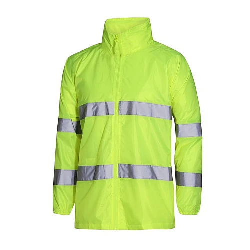 Hi Vis Wet Weather Jacket Yellow With Reflective Tape Hi Vis Wet Weather Jacket Yellow With Reflective Tape