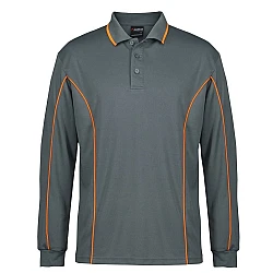 Long Sleeve Polo Shirt With Piping Long Sleeve Polo Shirt With Piping