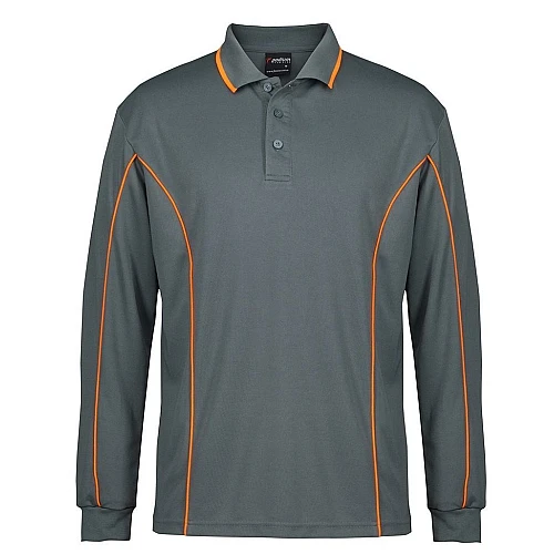 Long Sleeve Polo Shirt With Piping Long Sleeve Polo Shirt With Piping