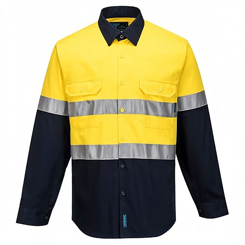 Hi Vis Two Tone Regular Weight Long Sleeve Shirt With Tape Hi Vis Two Tone Regular Weight Long Sleeve Shirt With Tape