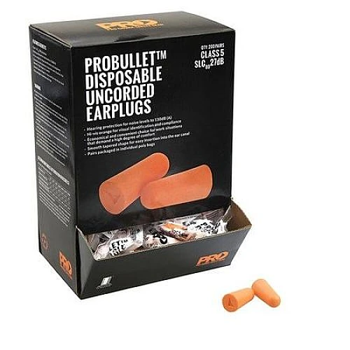 Probullet Disposable Uncorded Earplugs Box Of 200 pairs Probullet Disposable Uncorded Earplugs Box Of 200 pairs