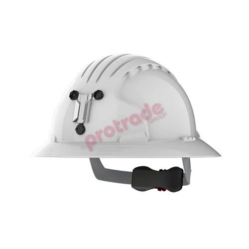 EVO 6100 Full Brim Unvented Hard Hat with Miners Cap Attachment EVO 6100 Full Brim Unvented Hard Hat with Miners Cap Attachment