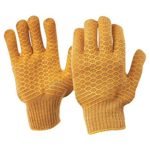 Brown Lattice Cotton Glove With PVC Criss Cross Latex Palm Pack Of 12 Brown Lattice Cotton Glove With PVC Criss Cross Latex Palm Pack Of 12