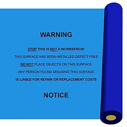 Blue Bench Top Protection Film With Warning Text - Standard - 200M Roll Blue Bench Top Protection Film With Warning Text - Standard - 200M Roll