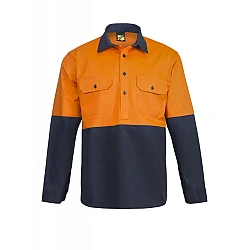 Hi Vis Cotton Drill Shirt With Semi Gusset Long Sleeves Hi Vis Cotton Drill Shirt With Semi Gusset Long Sleeves