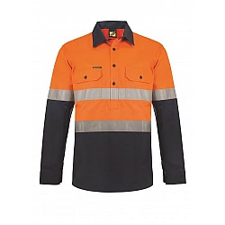 2 Tones Half Plket Shirt With Reflective Tape
