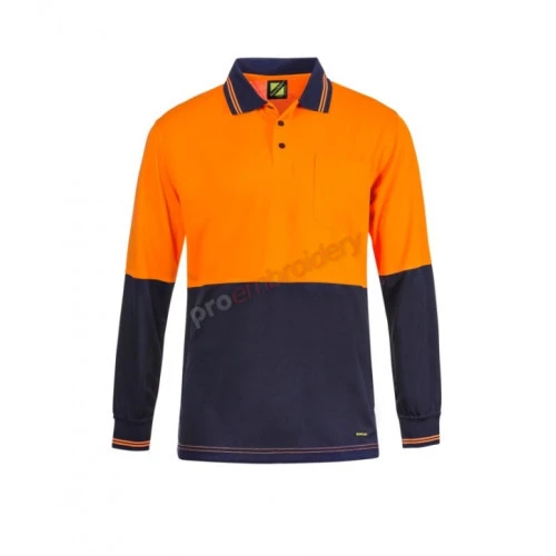 HI VIS Long Sleeve Cotton Back Polo with Pocket – WSP402 HI VIS Long Sleeve Cotton Back Polo with Pocket – WSP402
