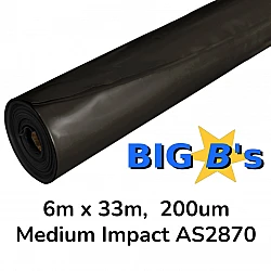 Builders Film Black Medium Impact 6M X 33M 200um Concrete Grade Builders Film Black Medium Impact 6M X 33M 200um Concrete Grade