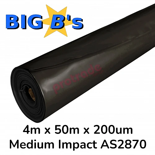 Builders Film Black Plastic 4m x 50m x 200um Medium Impact