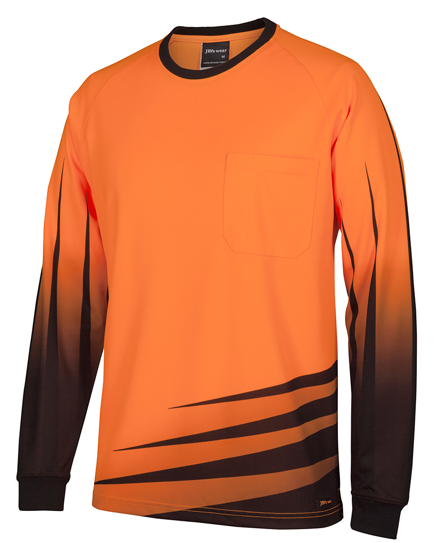 Pro EmbroideryHI VIS Rippa Sup Long Sleeve Tee Shirt Orange 100% ...